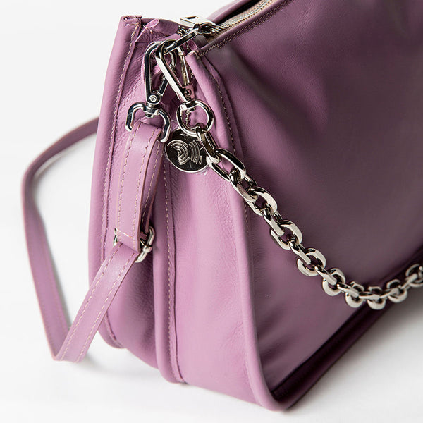 POLLY - Mauve nappa leather postman