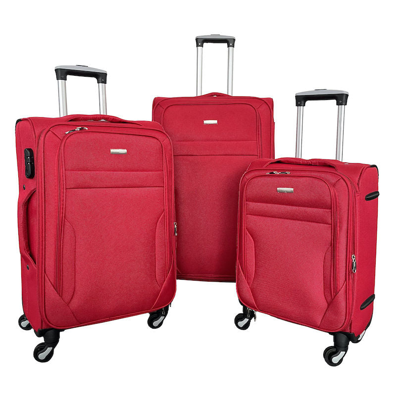 Set of 3 Semi-rigid fabric trolley suitcases. 