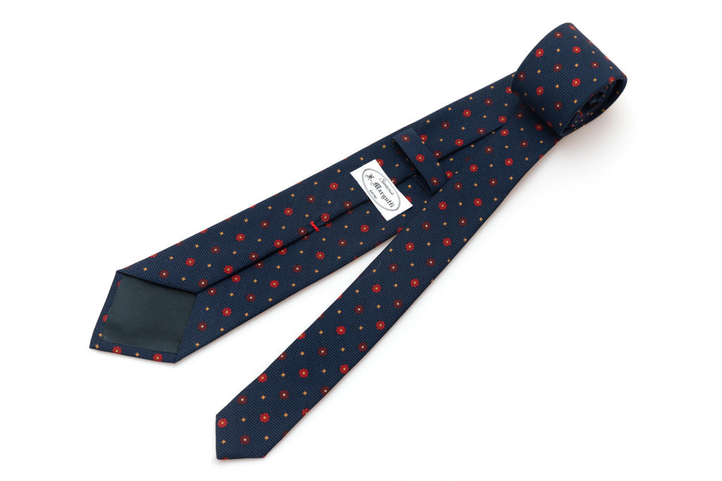 Navy blue micro-pattern tie in pure silk