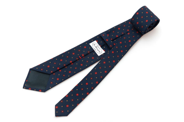 Navy blue micro-pattern tie in pure silk