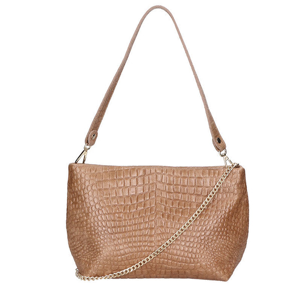 Women's Crocodile Print Leather Handbag - 6498.