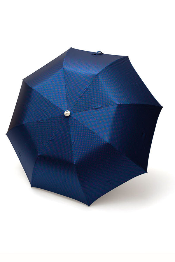 Mario Talarico blue polka dot folding umbrella with bamboo handle