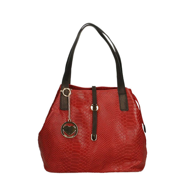 Women's Python Print Leather Handbag - 5276. 