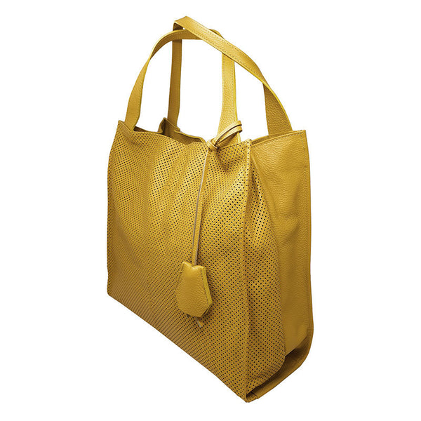 Women's Handbag Shopper Perforated Leather - Volterra K005. 