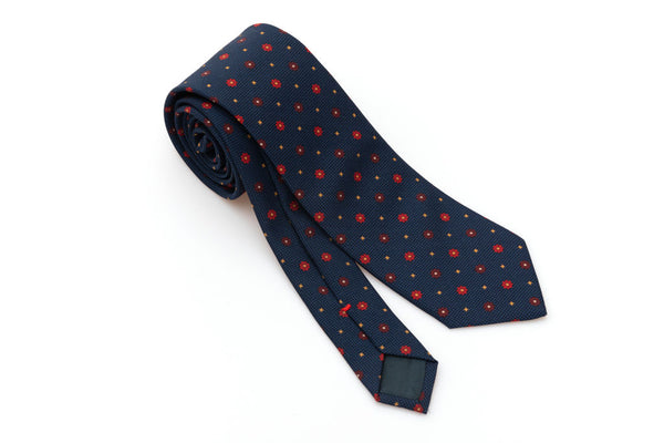 Navy blue micro-pattern tie in pure silk