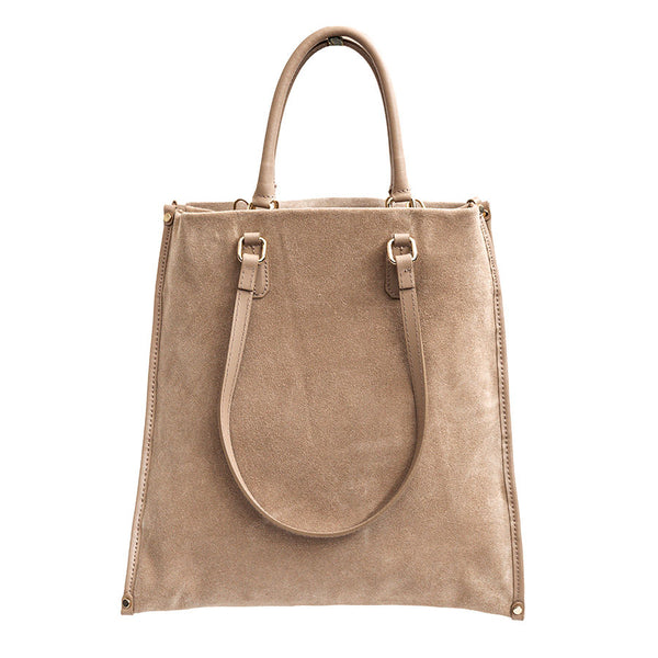 HELO - Maxi sand suede briefcase