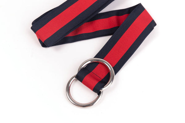 Blue and red fabric belt