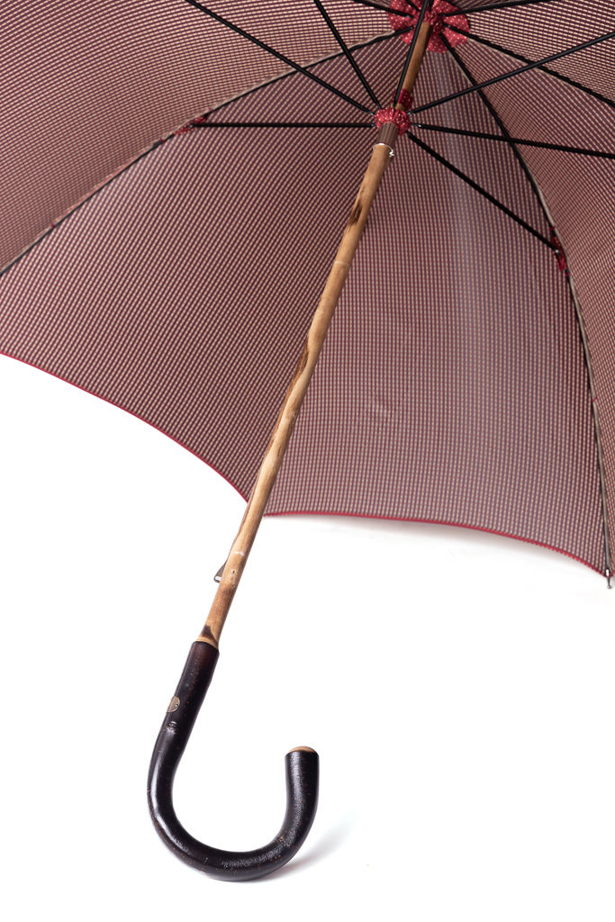Mario Talarico red polka dot chestnut wood umbrella