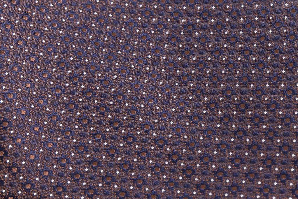 Cravatta marrone con micropois in seta pura