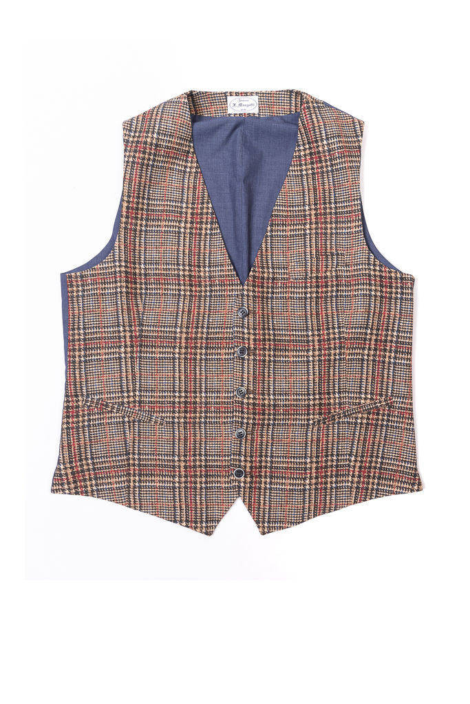 Beige tartan pattern waistcoat