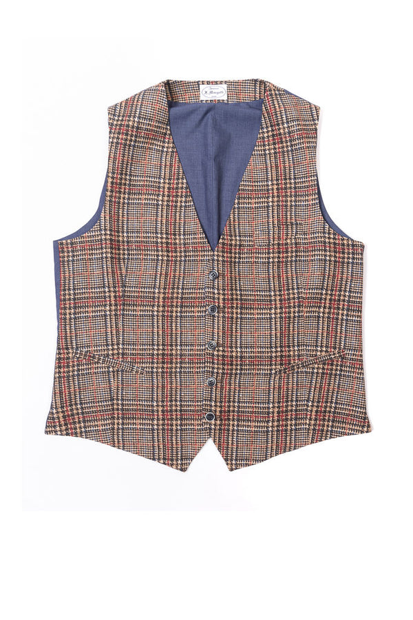 Beige tartan pattern waistcoat