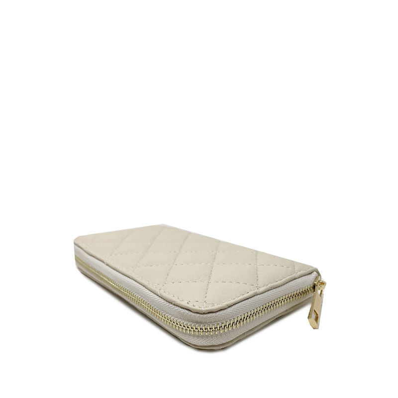 Large Quilted Leather Wallet Dollar Texture - K068 