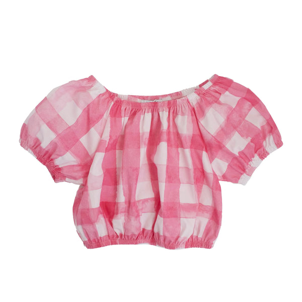 CROPPED TOP IN PATTERNED COTTON