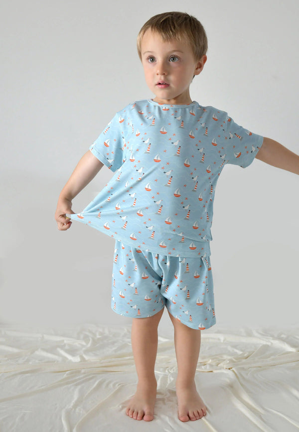 Two-piece bamboo pajamas - Sea - Blue balloon