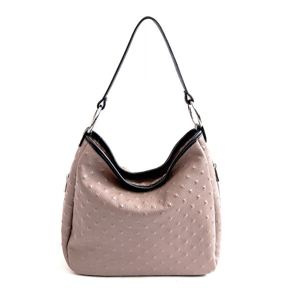 VIVIEN - Taupe nail print leather ring bag