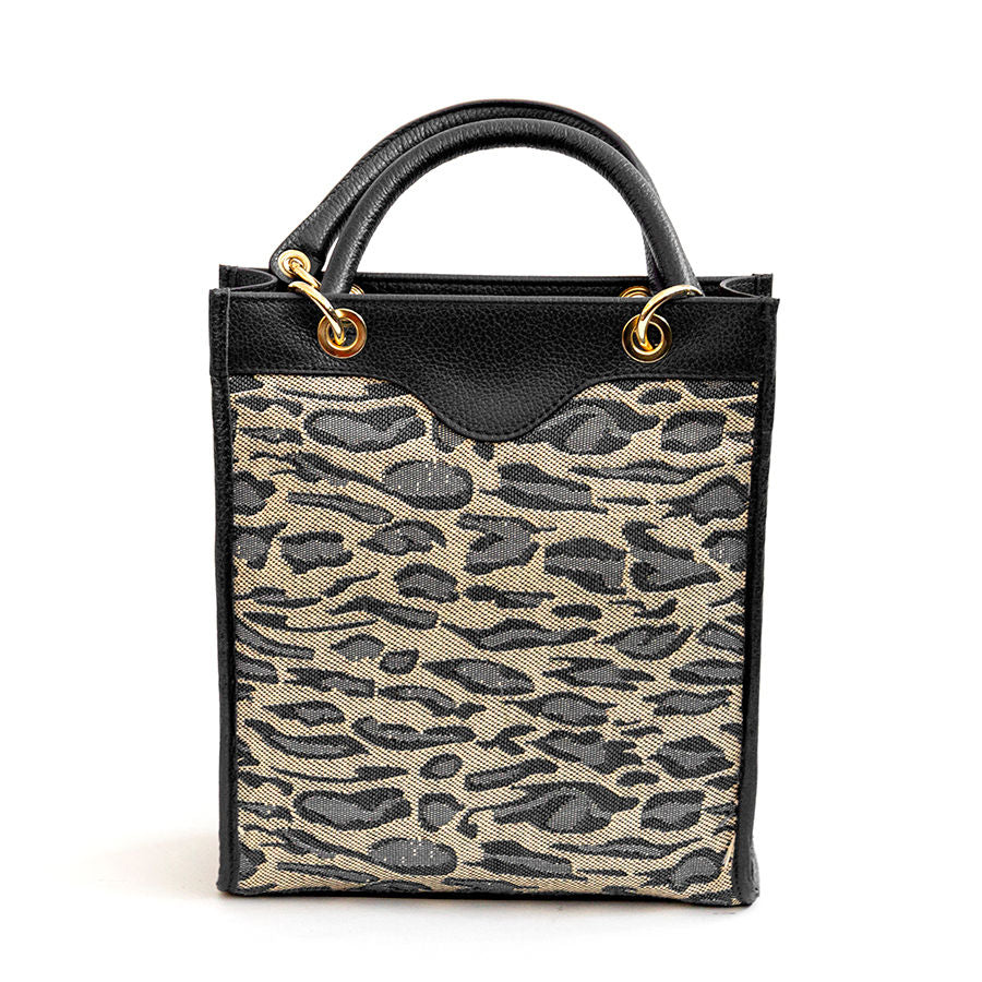 SAVANA - Tote bag in black fabric and leather