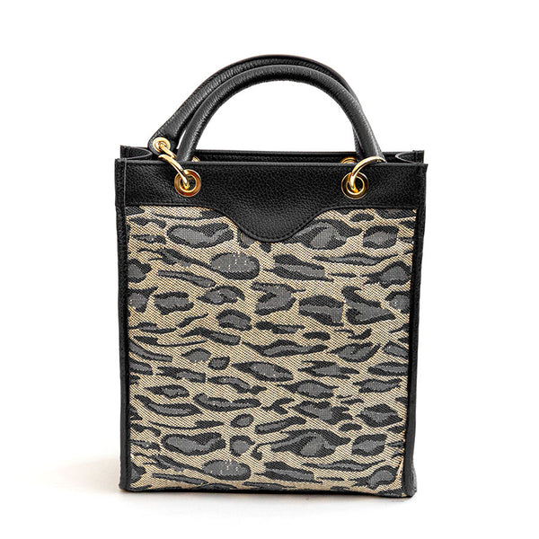 SAVANA - Tote bag in tessuto e pelle nera