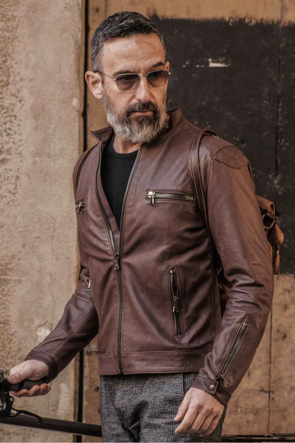Michele Leather Jacket with Stitching