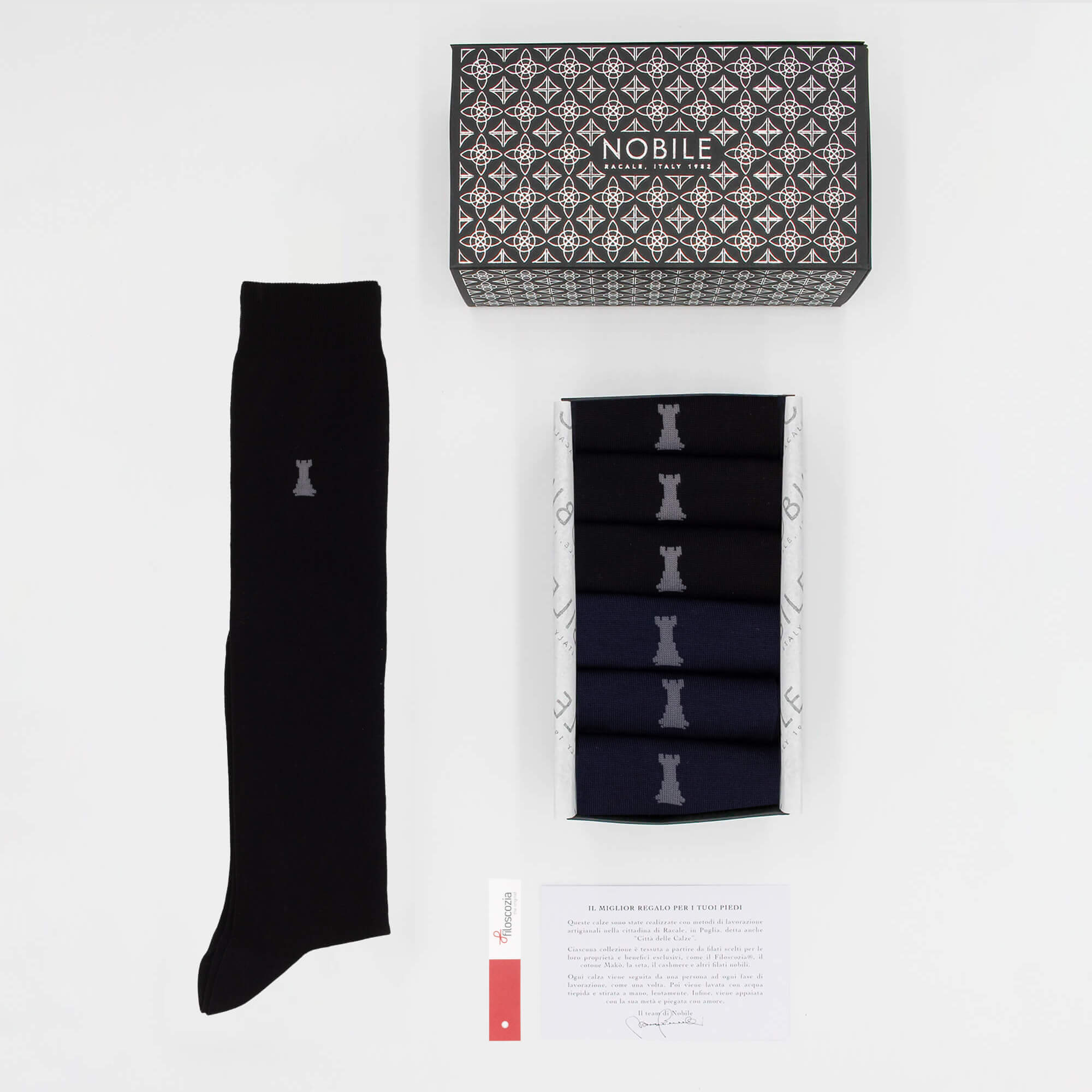 Basic Box of 6 Long Socks - 3 x Plain Black / 3 x Plain Blue