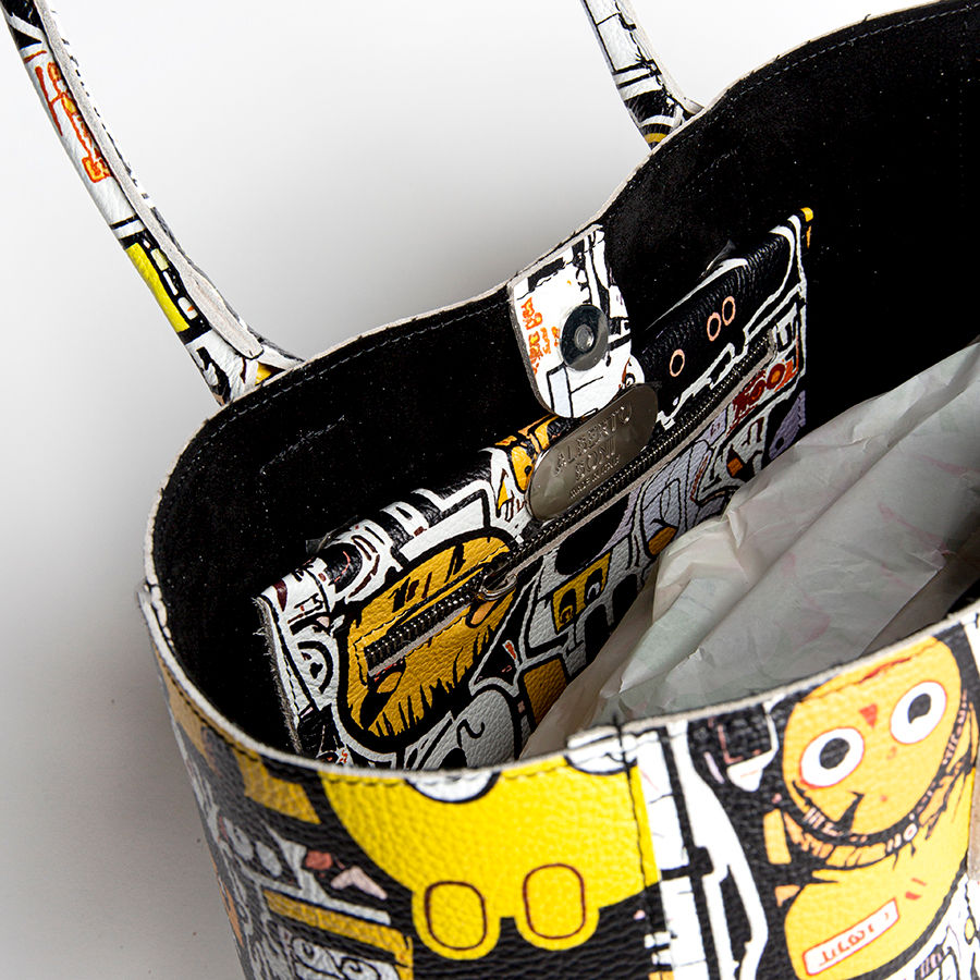 DOODLE MAXI - Shopping in pelle serigrafata