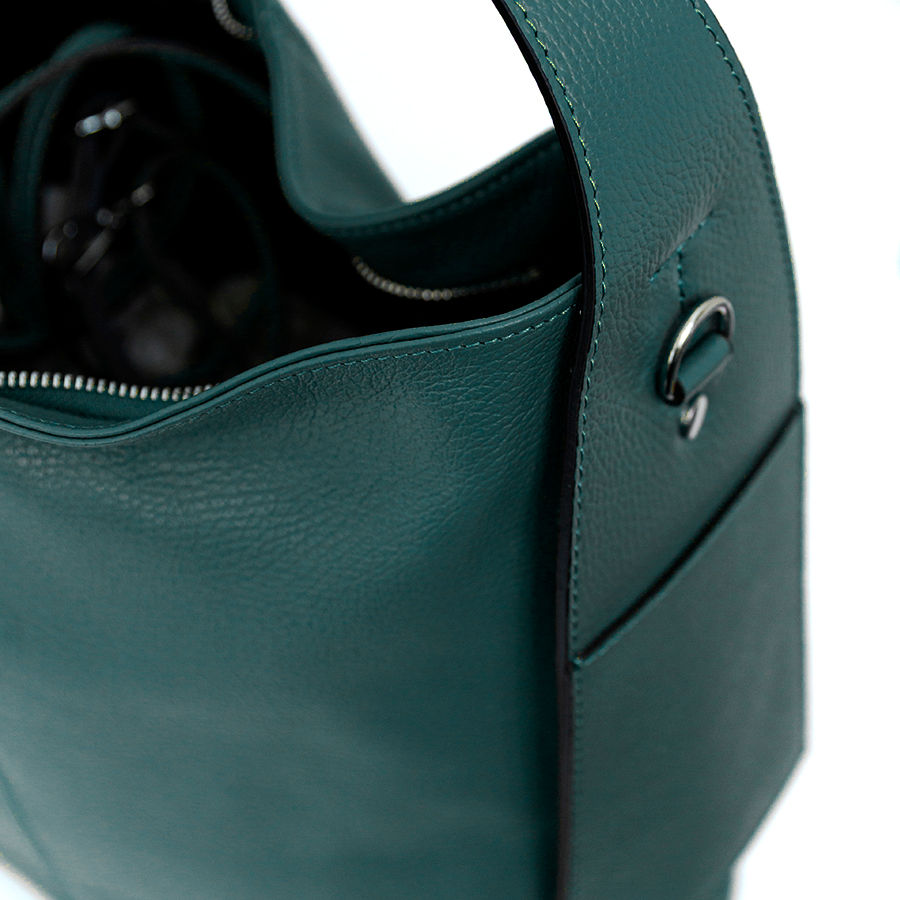 OTTA - Sacca con tasche in pelle petrolio