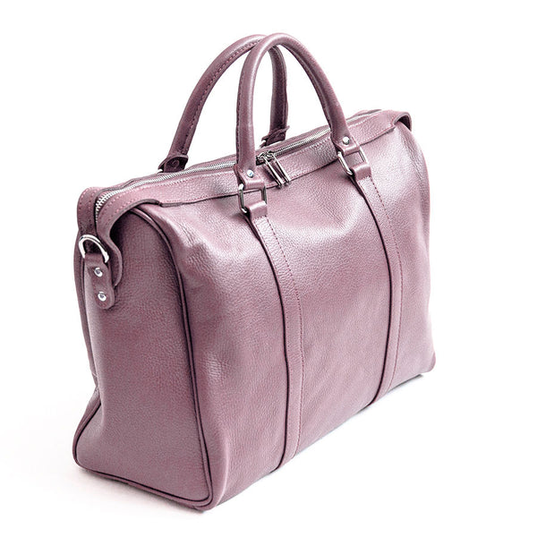 TRAVEL – Borsone in pelle rosa malva