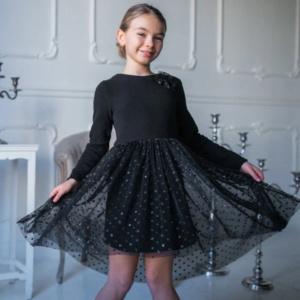 ABITO NERO TULLE POIS