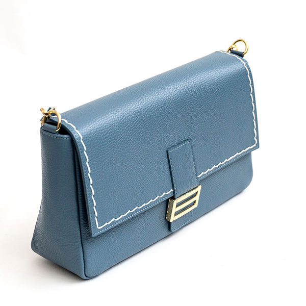 FERNY IT/AM - Postman with stitching in air force blue leather