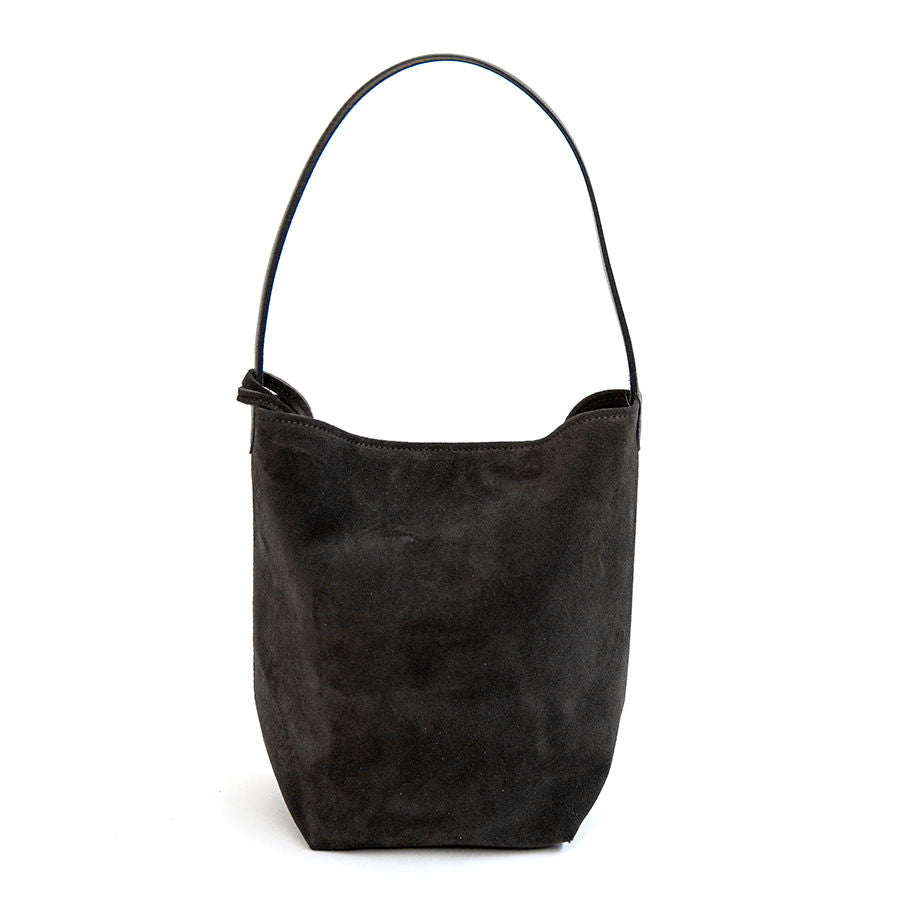 GINGER - Maxi bucket bag in black suede