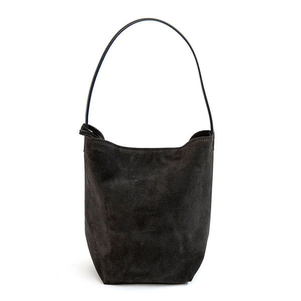 GINGER - Maxi bucket bag in black suede