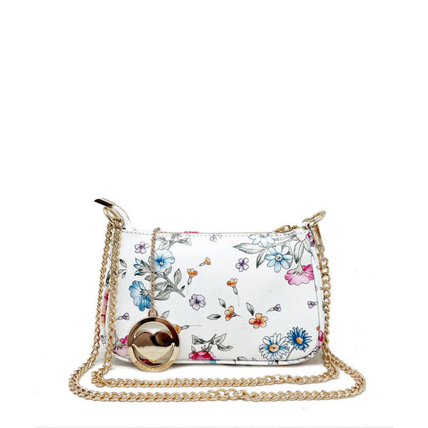 Women's Small Floral Shoulder Clutch Bag with Chain - Seville K057 