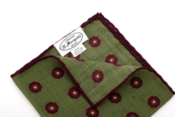 Green pure wool patterned clutch bag