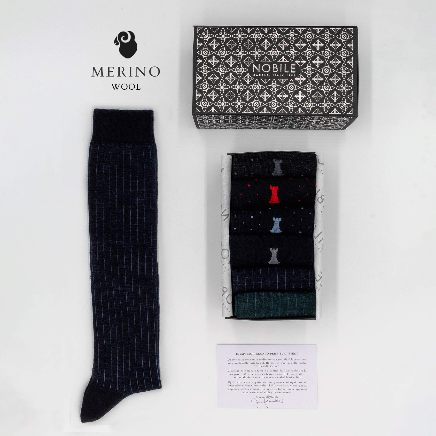 Casino Royale - Box da 6 calze lunghe in lana Merino - Fantasia mista
