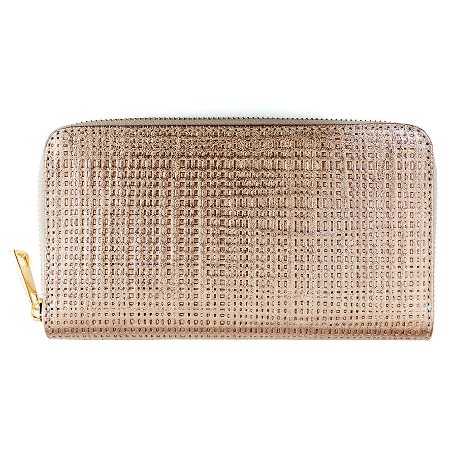 PORTAFOGLIO Grande in pelle stampata bronzo
