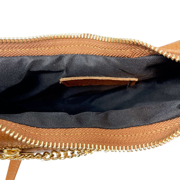 Small Half Moon Clutch Handbag for Women in Dollar Leather - Panarea k052.
