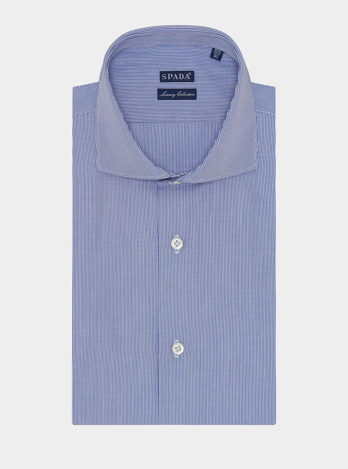 French collar shirt in micro houndstooth cotton