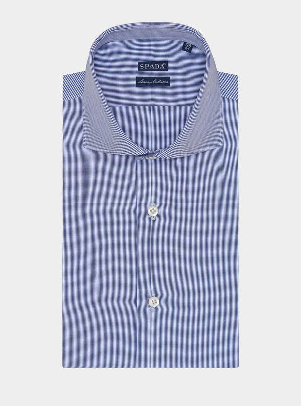 French collar shirt in micro houndstooth cotton