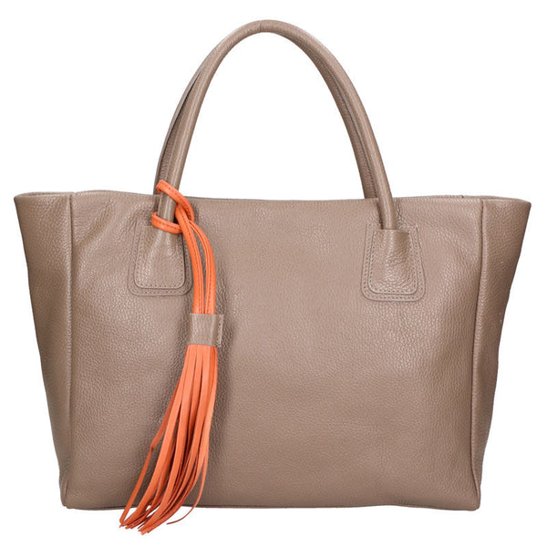 Large Women's Handbag with Leather Pendant - 6503.