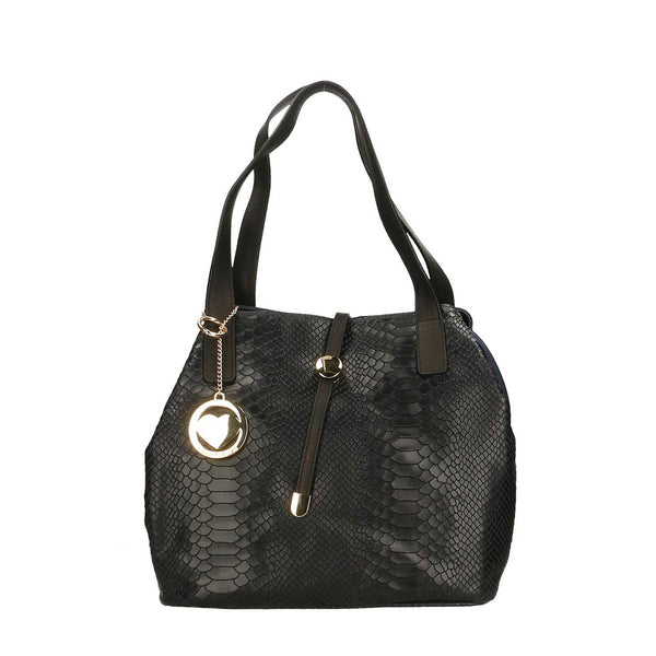 Women's Python Print Leather Handbag - 5276. 
