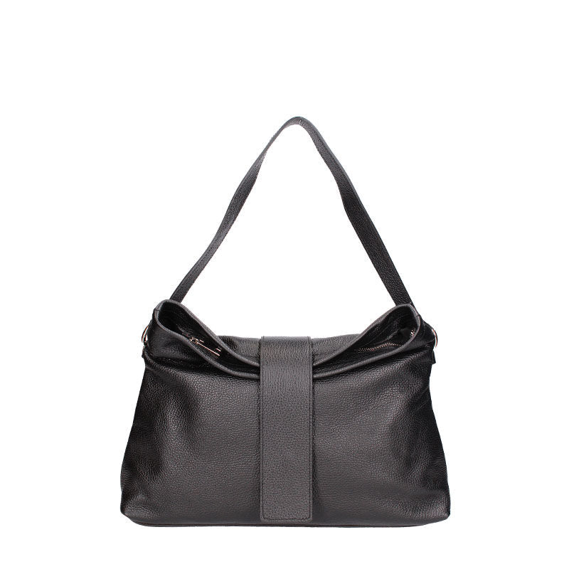 Large leather shoulder bag with central band - 7158. 