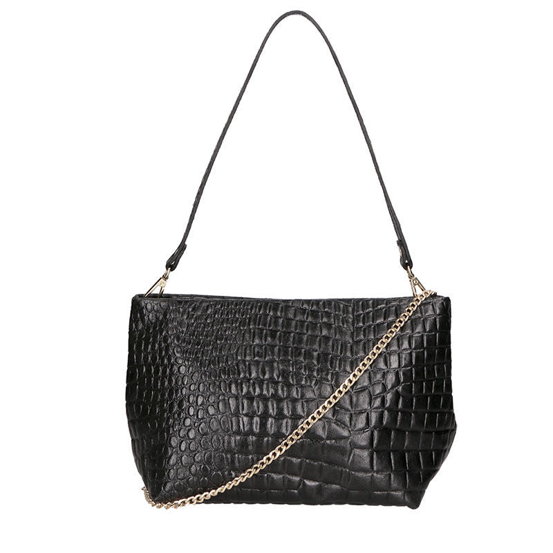 Women's Crocodile Print Leather Handbag - 6498.