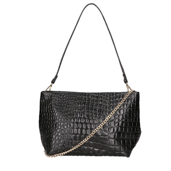 Women's Crocodile Print Leather Handbag - 6498.