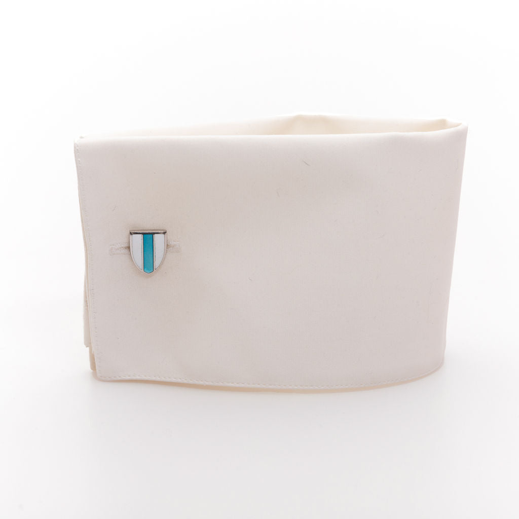 Silver white blue cufflinks