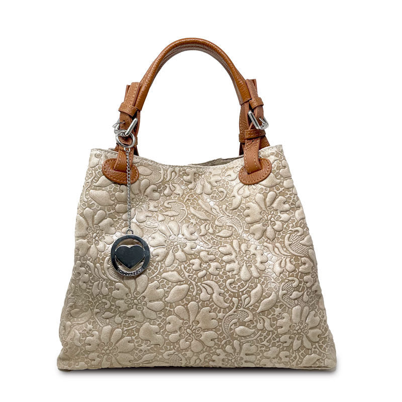 Women's Handbag Floral Pattern on Leather - Pienza 80049. 