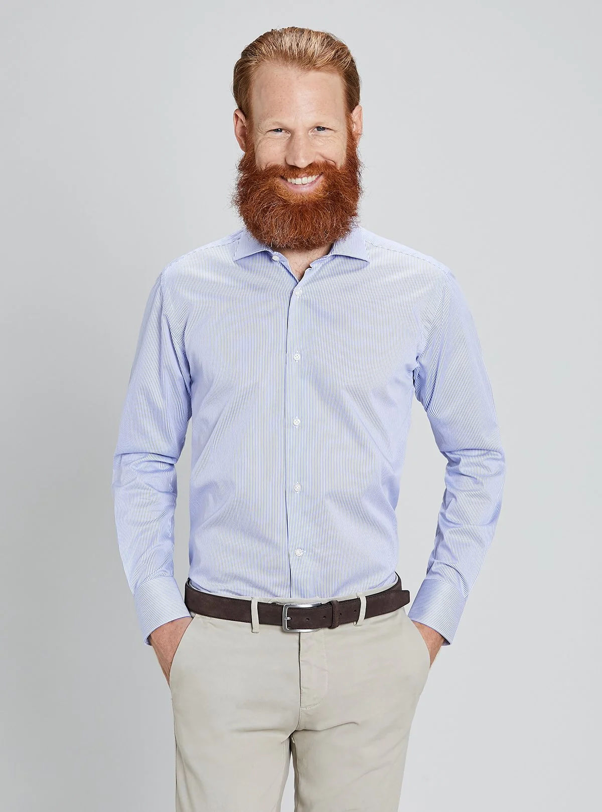 Camicia in cotone a riga stretta