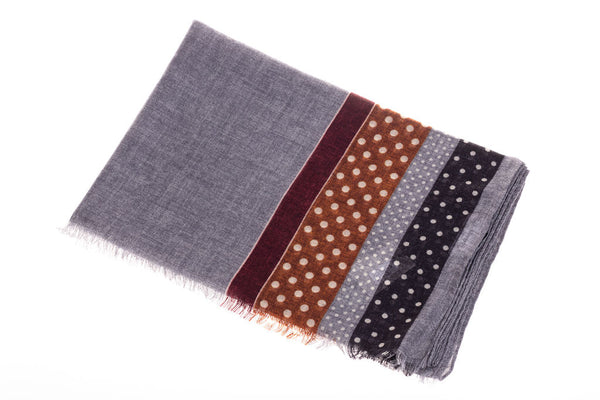 Grey polka dot scarf pure wool 