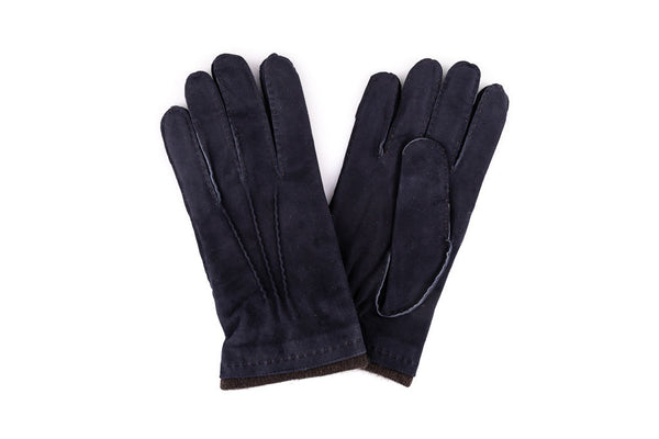 Blue suede gloves
