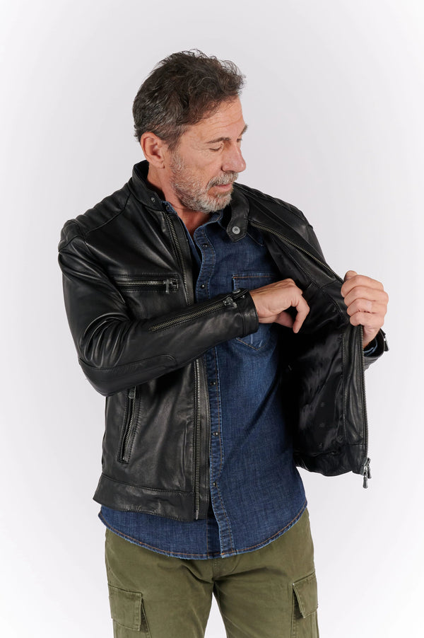 Michele Leather Jacket with Stitching