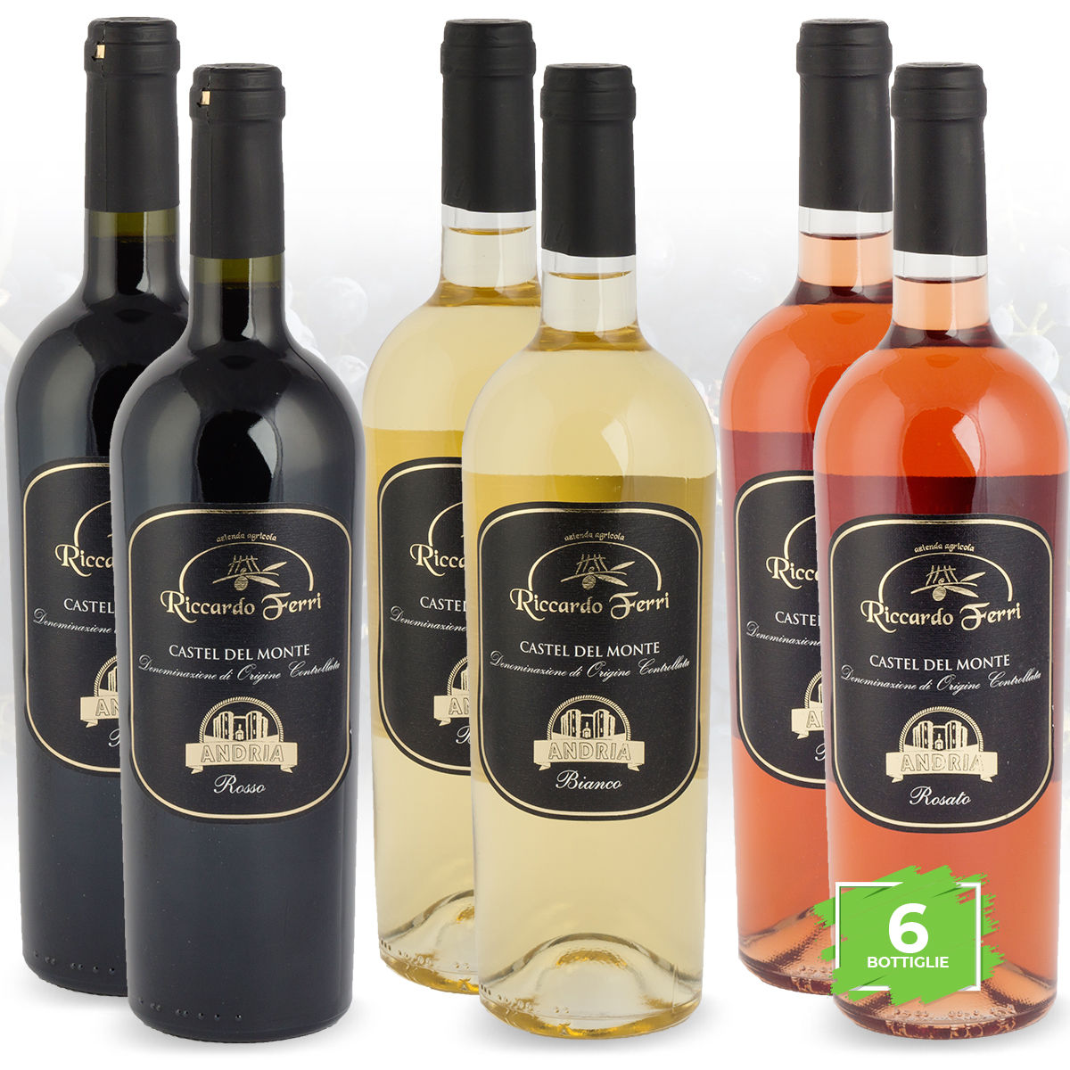 Pack of 6 bottles of 750 ml of DOC Castel del Monte MIX wine