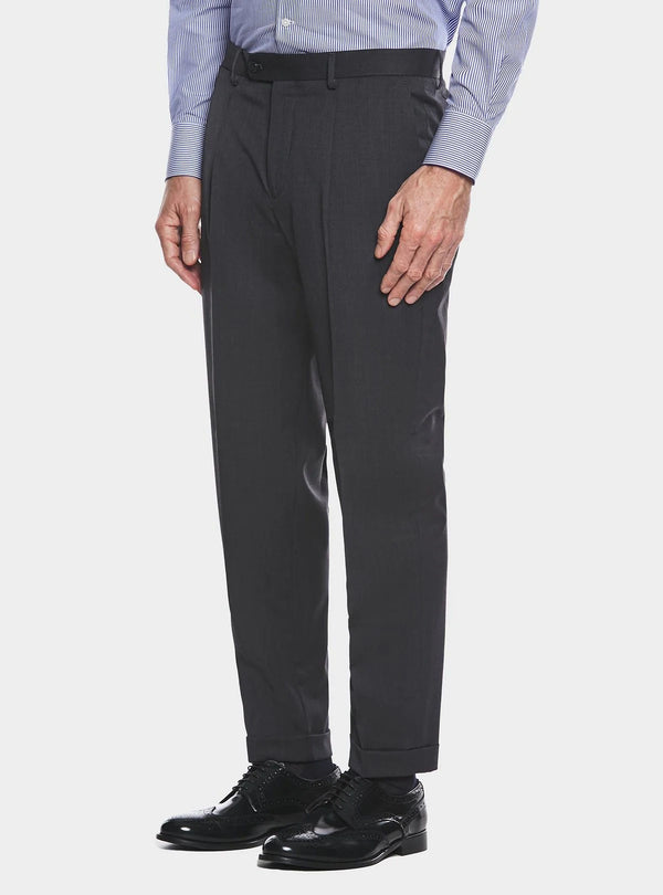 Pantalone classico con pences in misto lana stretch